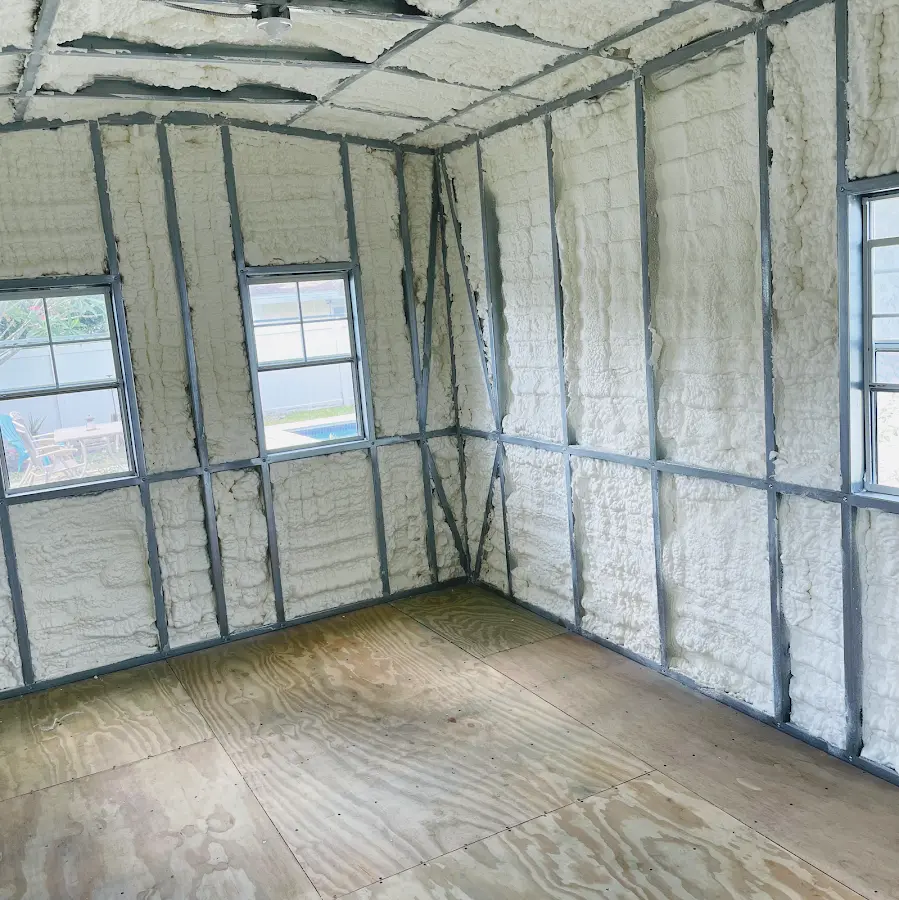 Closed-cell spray foam insulation applied to wall cavities in a residential project in East St. Louis